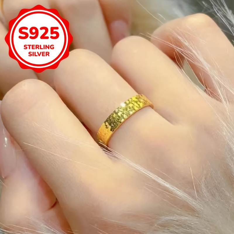 S925 Sterling Silver Open Ring Sparkling Low Sensitivity Adjustable Band